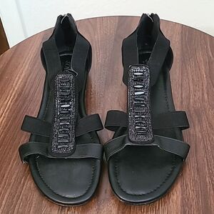 Good Soles by Catherines - Black Sandal Rhinestone & Bling  Size 10, NWOT